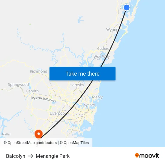 Balcolyn to Menangle Park map