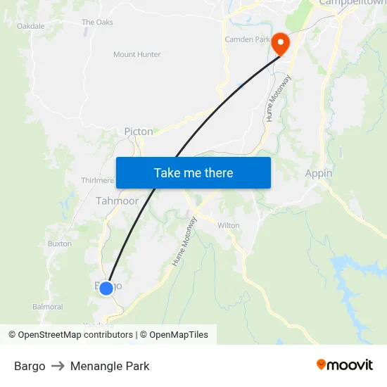 Bargo to Menangle Park map