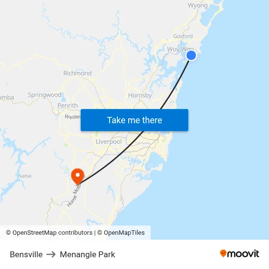 Bensville to Menangle Park map