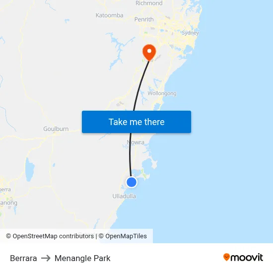 Berrara to Menangle Park map