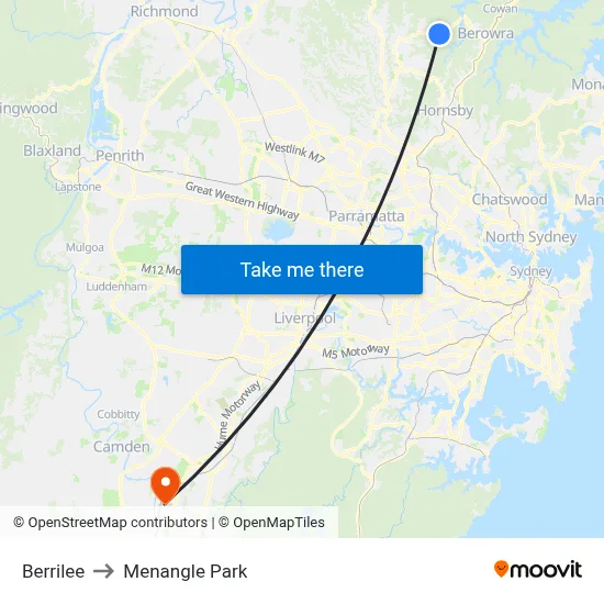 Berrilee to Menangle Park map
