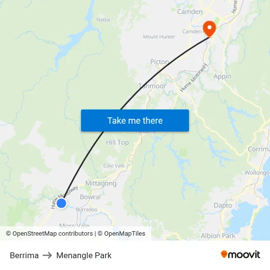 Berrima to Menangle Park map