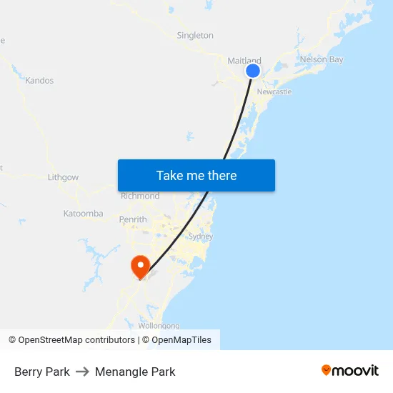 Berry Park to Menangle Park map