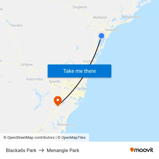 Blackalls Park to Menangle Park map