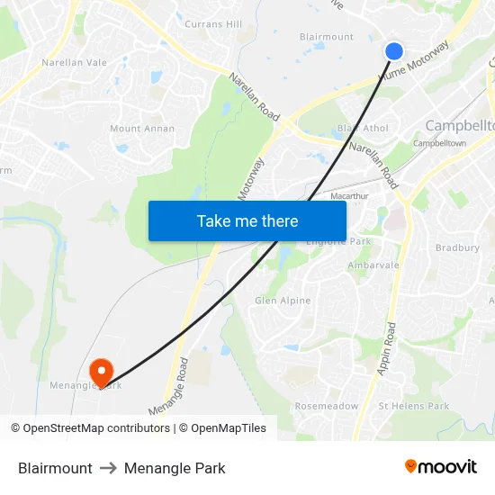 Blairmount to Menangle Park map