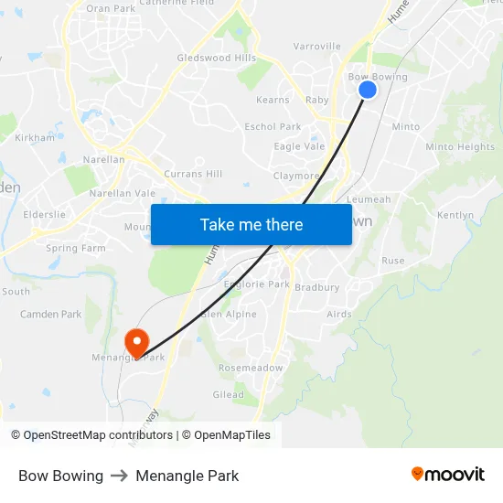 Bow Bowing to Menangle Park map