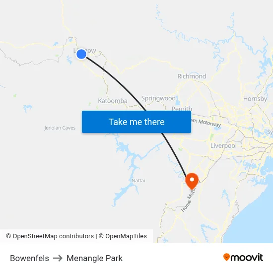 Bowenfels to Menangle Park map