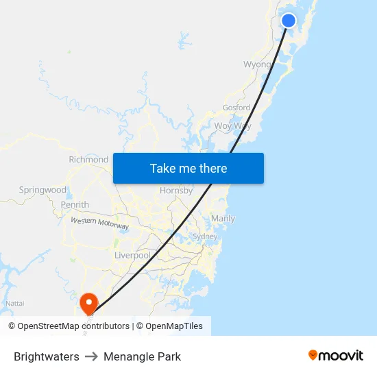 Brightwaters to Menangle Park map
