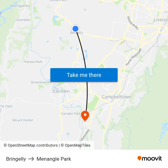 Bringelly to Menangle Park map