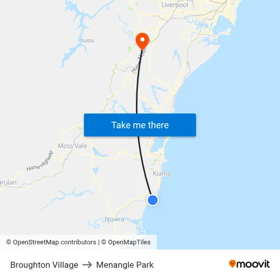 Broughton Village to Menangle Park map