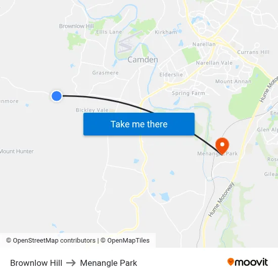 Brownlow Hill to Menangle Park map