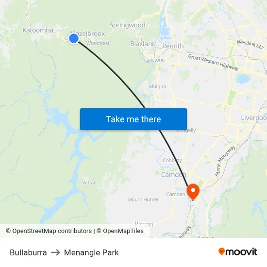 Bullaburra to Menangle Park map