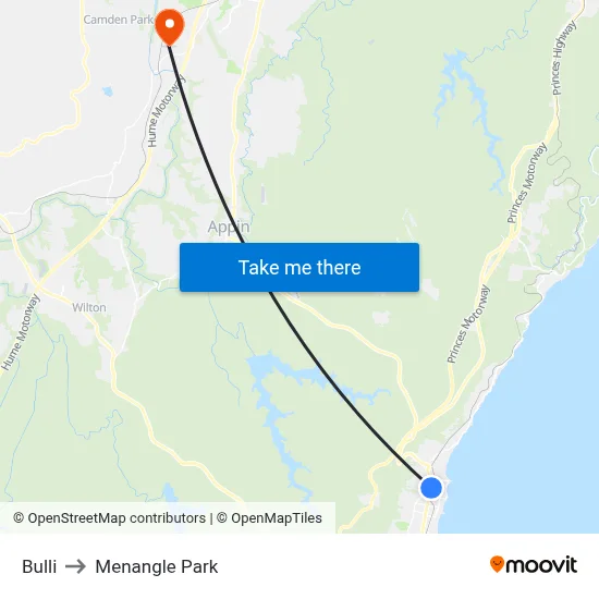 Bulli to Menangle Park map