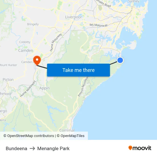 Bundeena to Menangle Park map