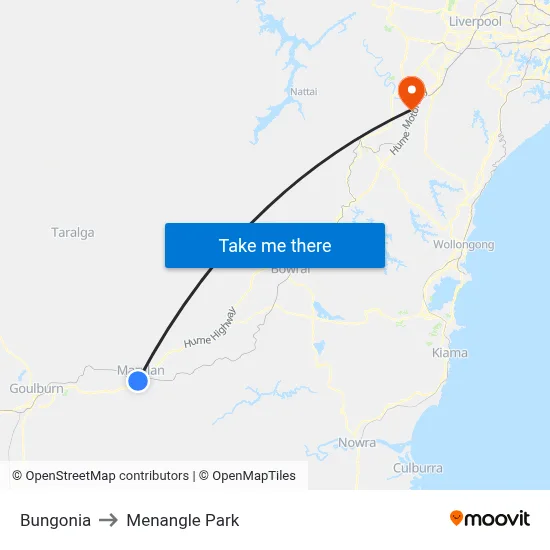 Bungonia to Menangle Park map
