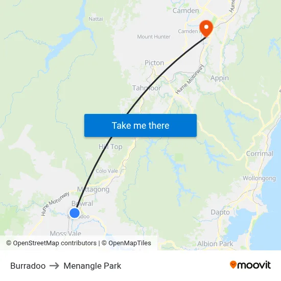 Burradoo to Menangle Park map