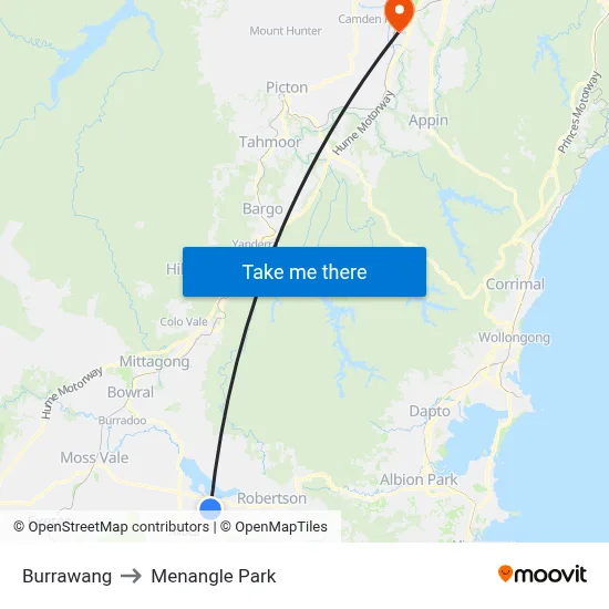 Burrawang to Menangle Park map