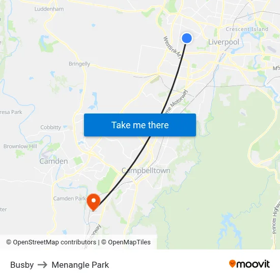 Busby to Menangle Park map