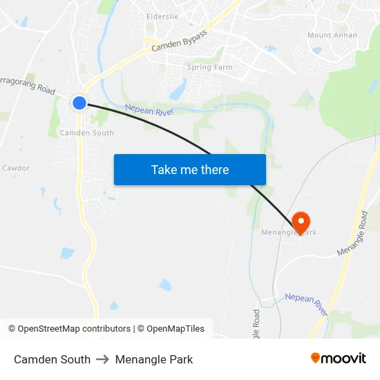 Camden South to Menangle Park map