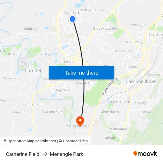 Catherine Field to Menangle Park map