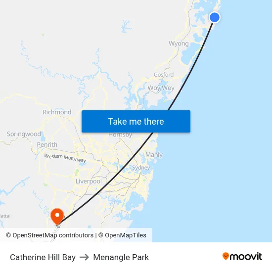 Catherine Hill Bay to Menangle Park map