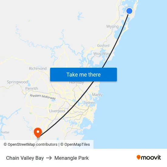 Chain Valley Bay to Menangle Park map