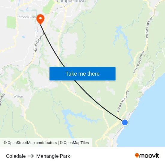 Coledale to Menangle Park map