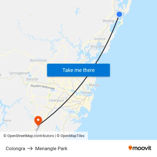 Colongra to Menangle Park map