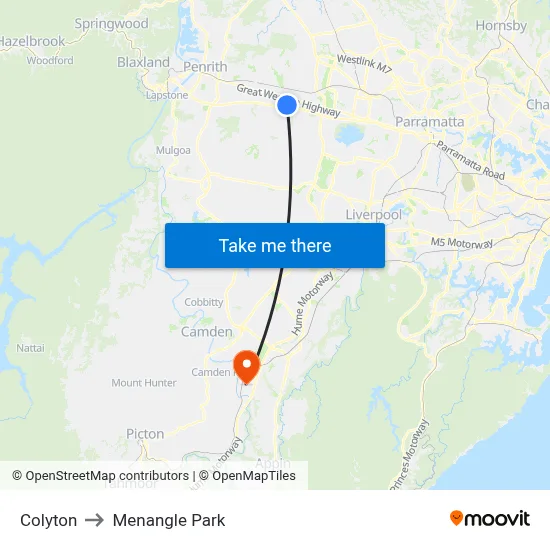 Colyton to Menangle Park map