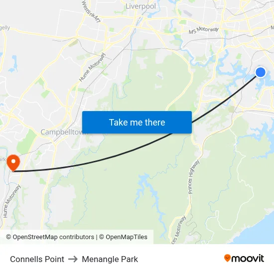 Connells Point to Menangle Park map