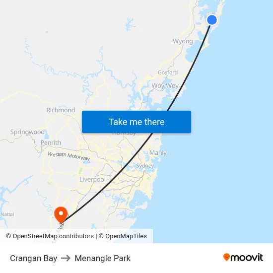 Crangan Bay to Menangle Park map