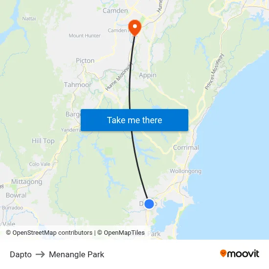 Dapto to Menangle Park map