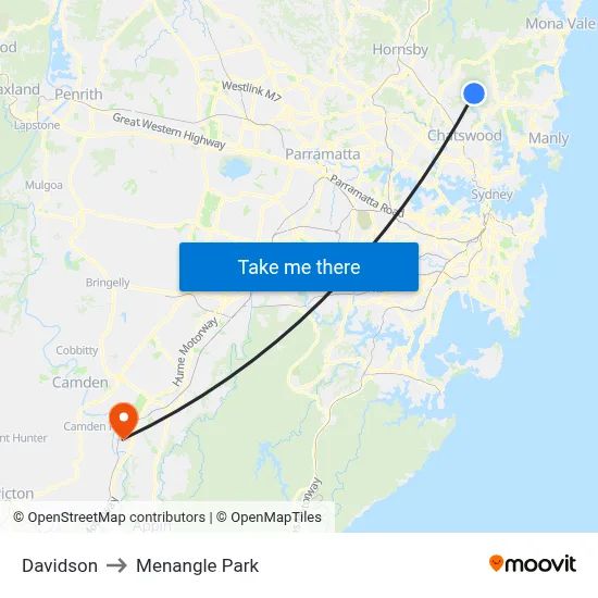 Davidson to Menangle Park map