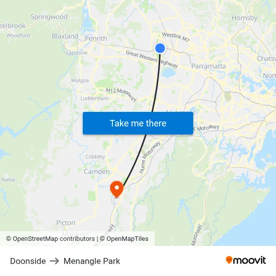 Doonside to Menangle Park map