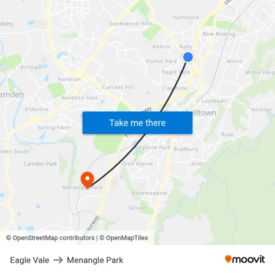 Eagle Vale to Menangle Park map