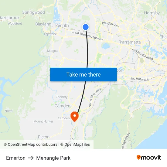 Emerton to Menangle Park map