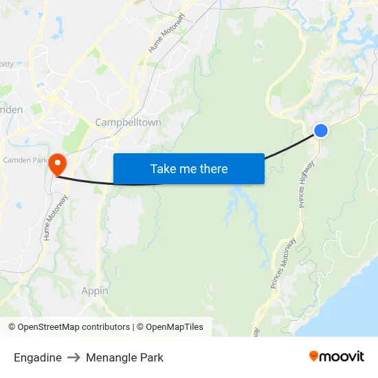 Engadine to Menangle Park map