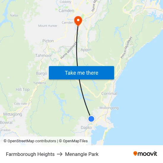 Farmborough Heights to Menangle Park map
