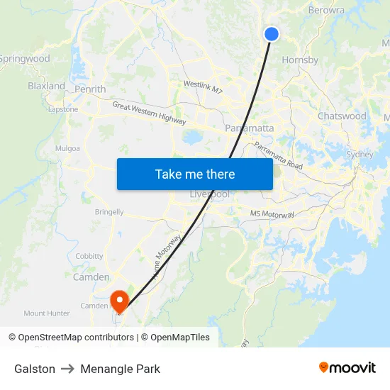 Galston to Menangle Park map