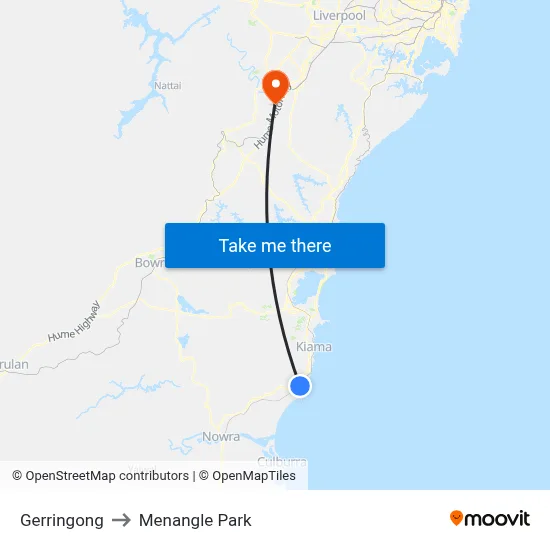 Gerringong to Menangle Park map