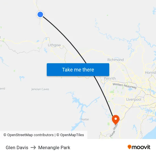 Glen Davis to Menangle Park map