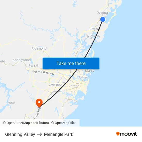 Glenning Valley to Menangle Park map