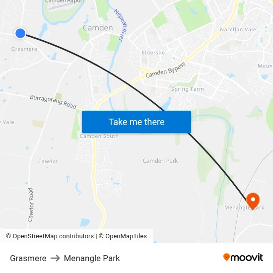 Grasmere to Menangle Park map