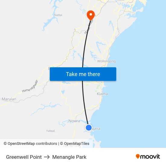 Greenwell Point to Menangle Park map