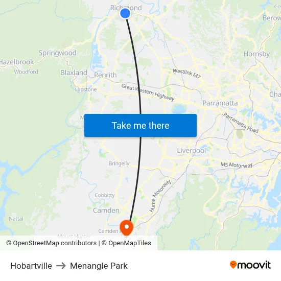 Hobartville to Menangle Park map