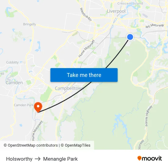 Holsworthy to Menangle Park map