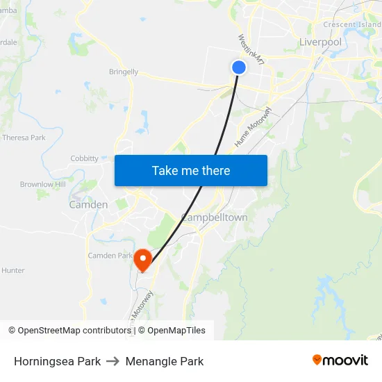 Horningsea Park to Menangle Park map
