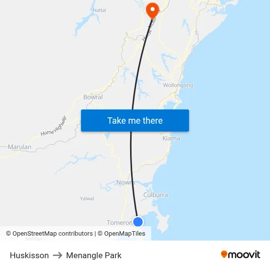 Huskisson to Menangle Park map
