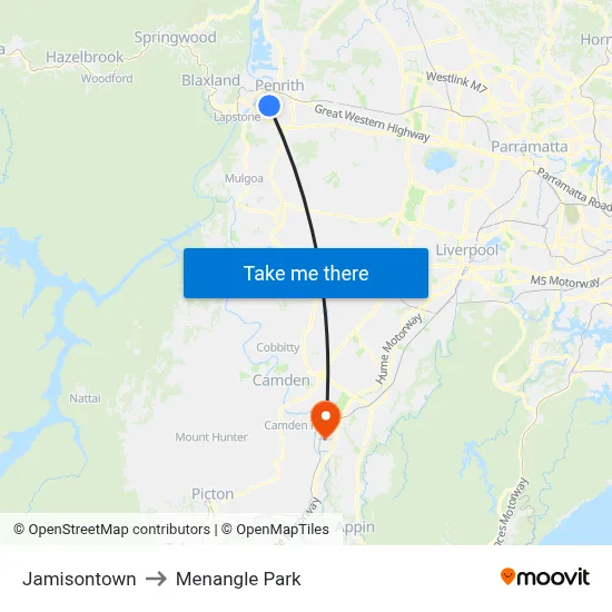 Jamisontown to Menangle Park map