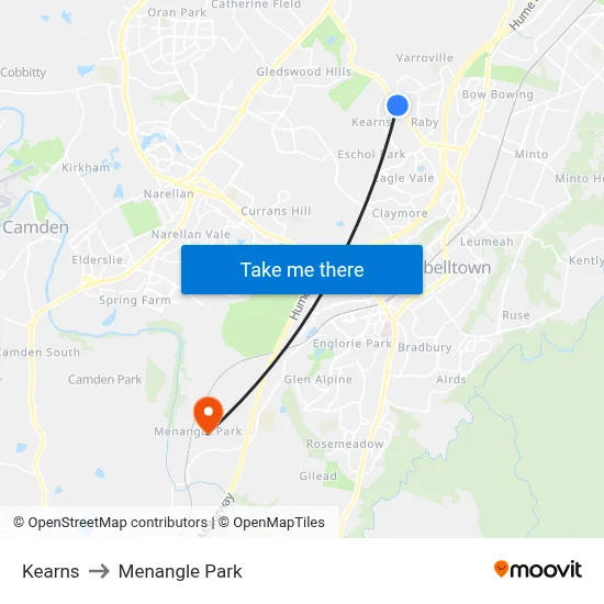 Kearns to Menangle Park map